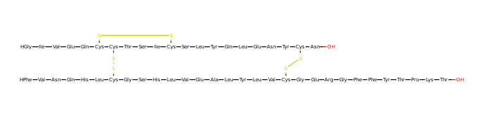 Insulin in condensed format depicted by RDkit