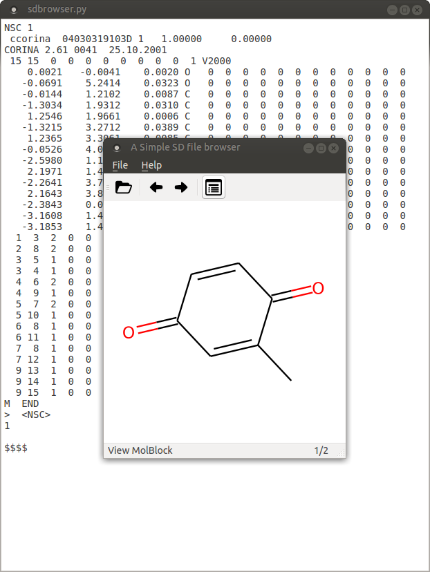 rdkit based molecule browser and molblock viewer
